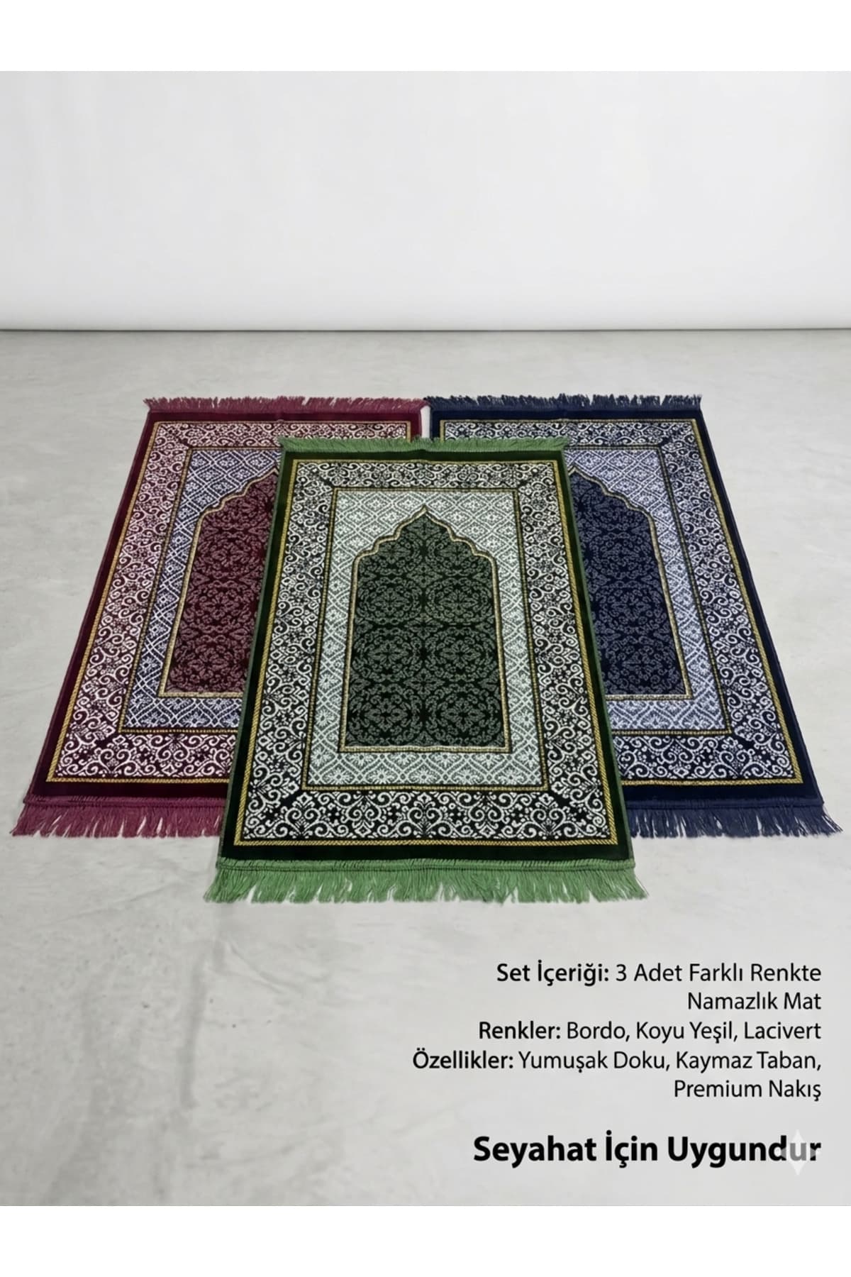 Kadife Seccade Şipinger Desen Namazlık — görsel 1